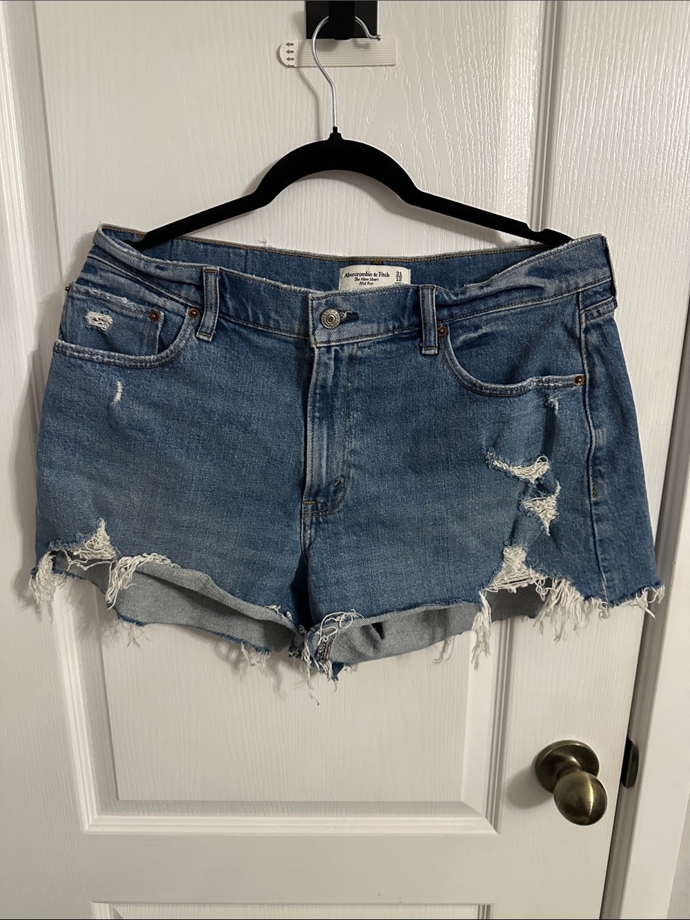 Abercrombie & Fitch Distressed Blue Denim Cutoff Shorts